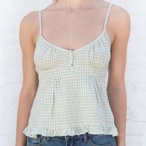 Brandy Melville Tiffany Tank Gingham Green & White